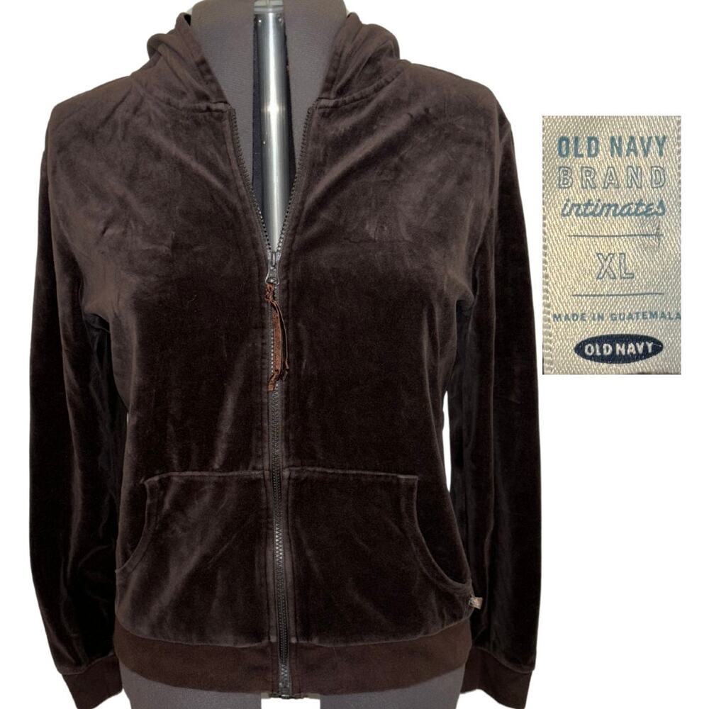 Y2k Old Navy Velour Zip Track Jacket Brown Size XL Vintage Trashy Y2k Trendy